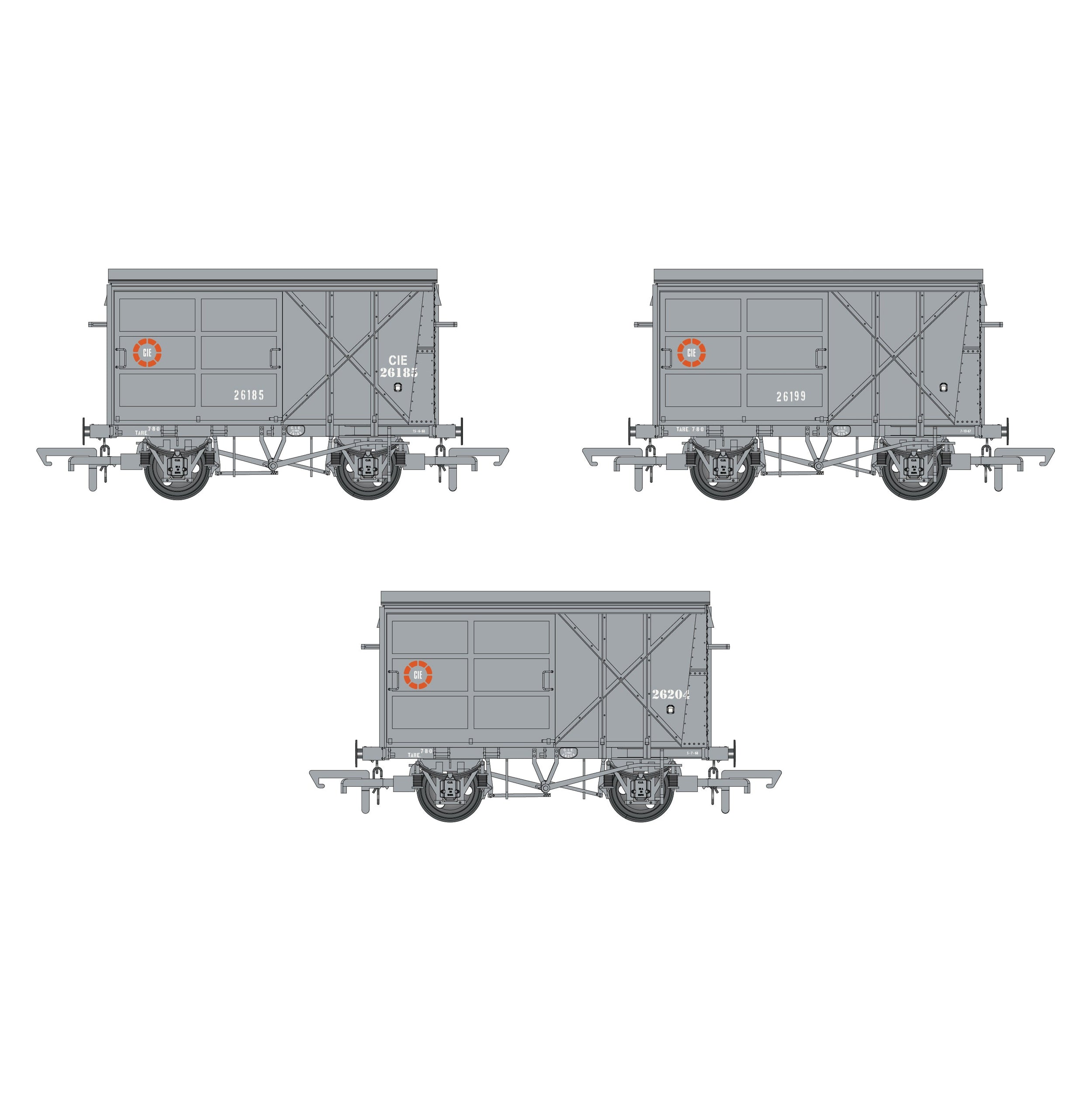 CIE Bulleid Pallet Van - Grey (CIE roundel era) - Pack 3