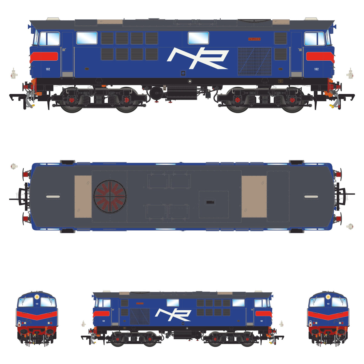 102 'Falcon' NIR Blue, with Red Chevrons