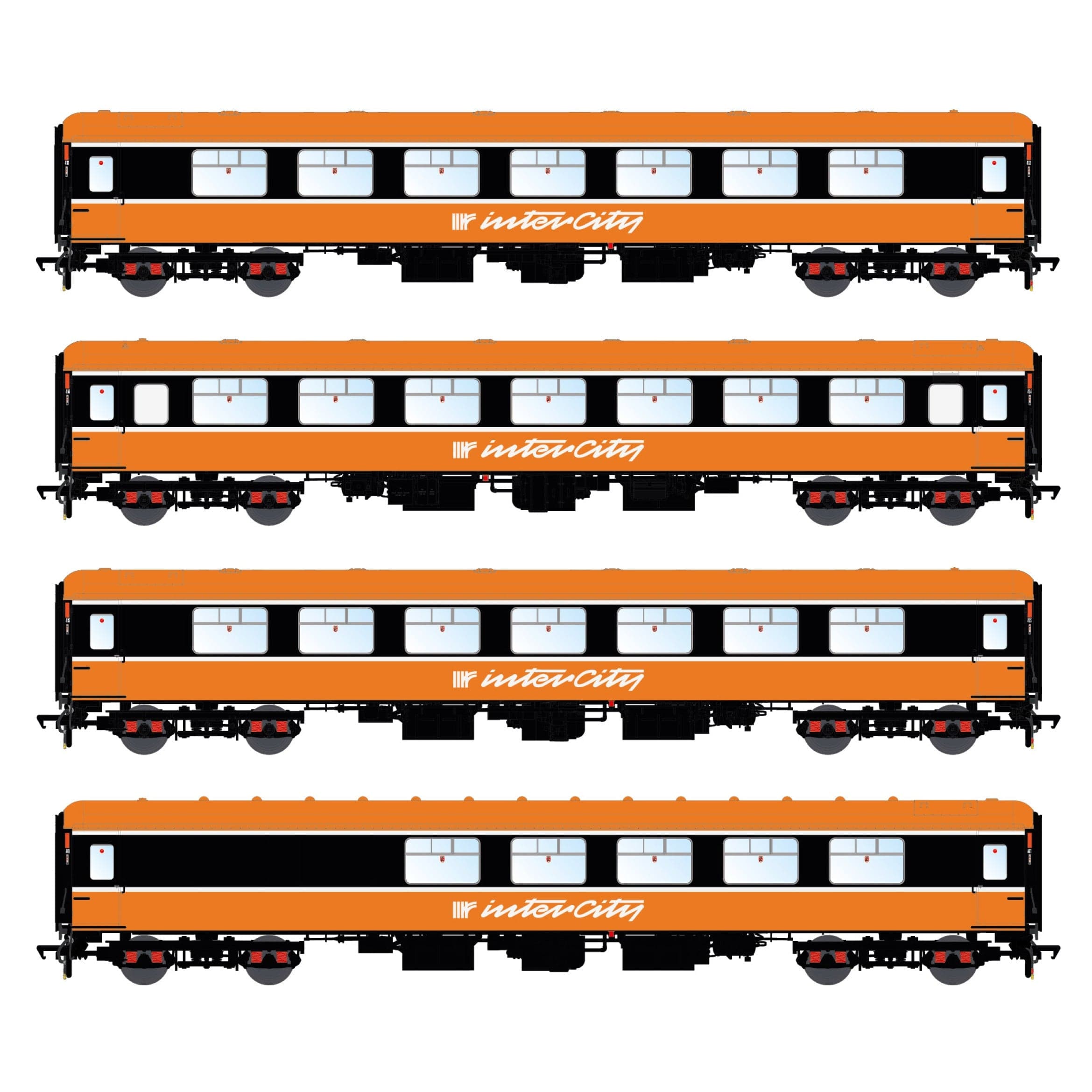 CIE/IR Mk.2b/c Passenger Coach - CIE Orange - 4 Coach Pack A