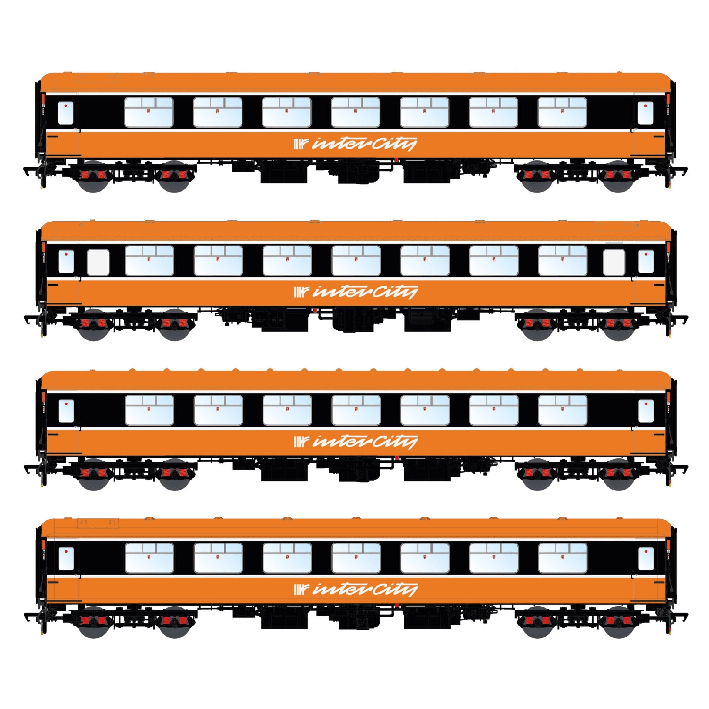 CIE/IR Mk.2b/c Passenger Coach - CIE Orange - 4 Coach Pack B